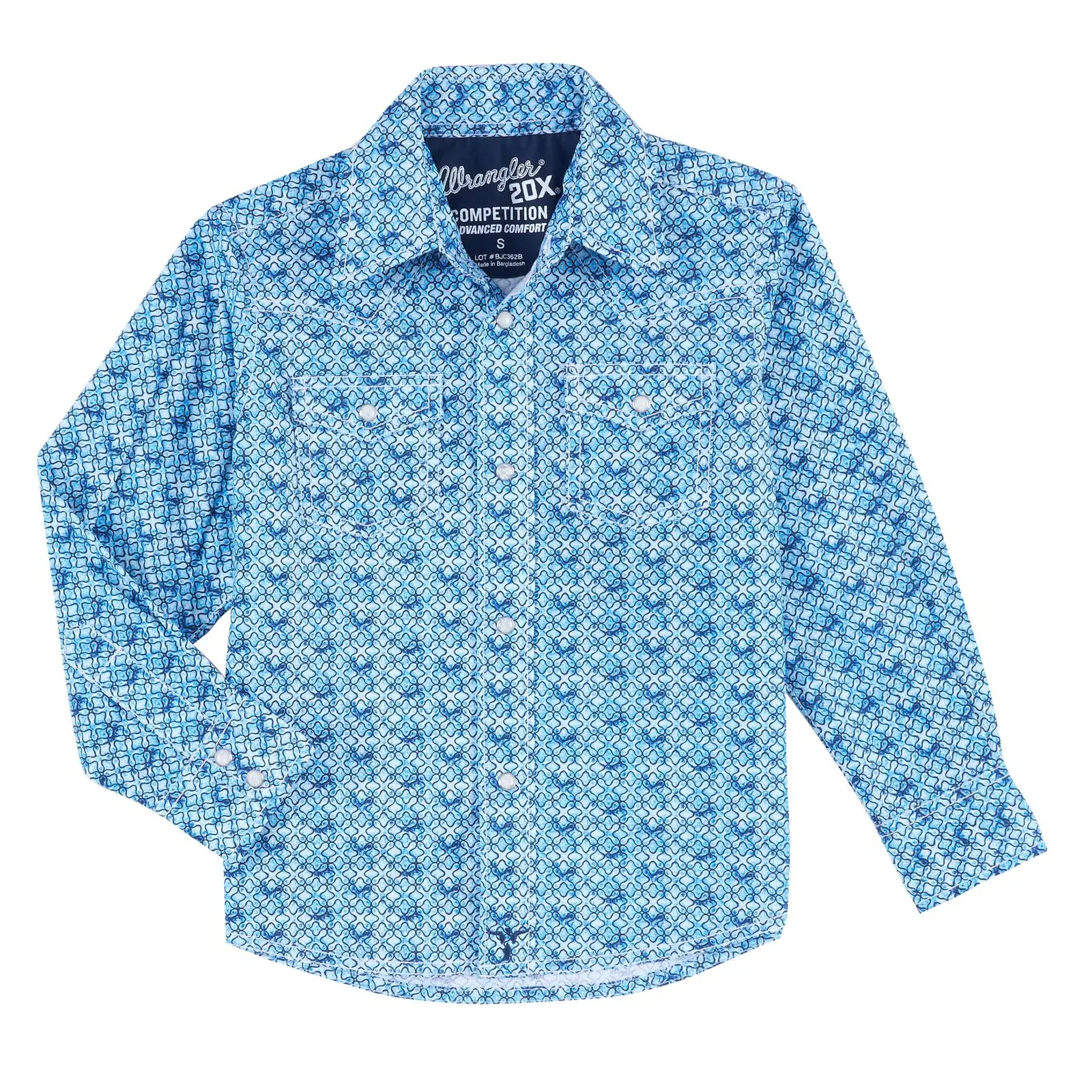 Wrangler | Boys 20X Advanced Comfort Blue Print Shirt 3 Wrangler | Boys 20X Advanced Comfort Blue Print Shirt