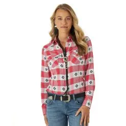 Wrangler | Ladies Red Americana Retro LS Shirt