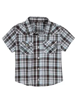 Wrangler | Infant Boy Western White/Brown Plaid Shirt