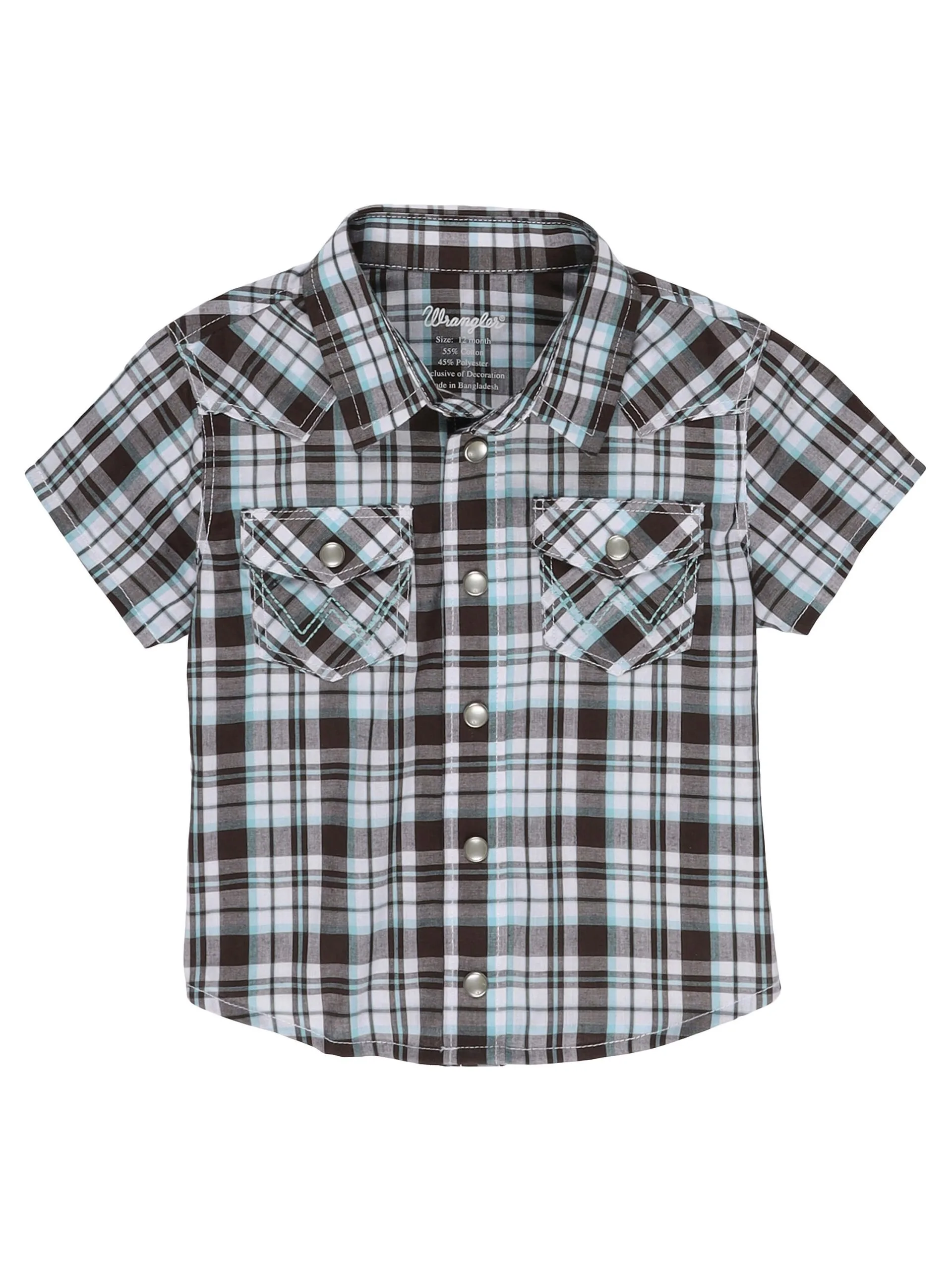 Wrangler | Infant Boy Western White/Brown Plaid Shirt 3 Wrangler | Infant Boy Western White/Brown Plaid Shirt