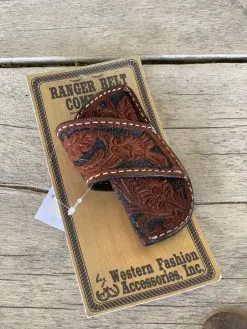 WESTERN FASHION ACCESSORIES, INC Ranger Belt Co. | Chestnut Leather Rough Out Floral Tooled 4" Knife Sheath