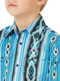 Wrangler | Boys Blue Checotah LS Shirt -Boy Straw Hat Sales Shop BC1285M BD01 RWBD PRD