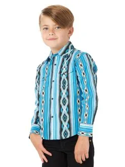Wrangler | Boys Blue Checotah LS Shirt