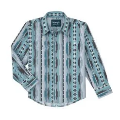 Wrangler | Boys Teal Checotah LS Shirt