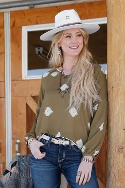 Cruel Denim | Ladies Olive Georgette Blouse