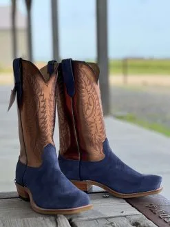 Fenoglio Boot Co. | Navy Roughout W/ Bronze Boot