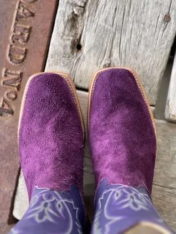 Fenoglio Boot Co. | Grape Motochap Roughout 0 Toe Boot -Boy Straw Hat Sales Shop IMG 0196 2