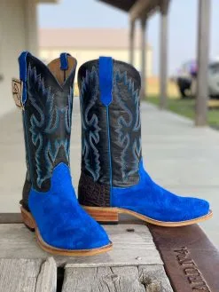 Fenoglio Boot Co. | Ocean Blue Roughout W/ Elephant Counter Ladies Boot