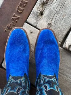 Fenoglio Boot Co. | Ocean Blue Roughout W/ Elephant Counter -Boy Straw Hat Sales Shop IMG 5232 1