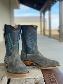 Fenoglio Boot Co. | Grey Cape Buffalo Roughout Mens Boot