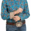 Cinch | Ladies Blue Teal Print LS Shirt 2 Cinch | Ladies Blue Teal Print LS Shirt -Boy Straw Hat Sales Shop IMG 0508