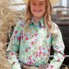 Cruel | Girls Turquoise Western Print LS Snap Shirt