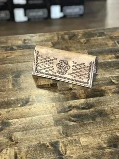 Cedar Ridge Leather | Hand Stamped Leather Checkbook Cover -Boy Straw Hat Sales Shop IMG 2995