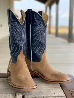 Anderson Bean | Tan Newman Roughout Roper Toe Boot