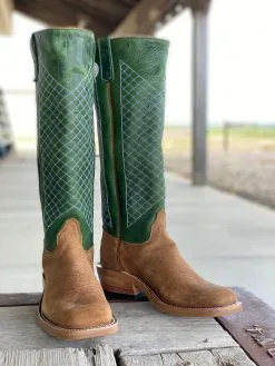 Olathe Boot Co. | Natural Brahma Bison/Jade Navajo Boot