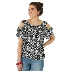 Wrangler | Ladies Black/White Retro Punchy SS Shirt