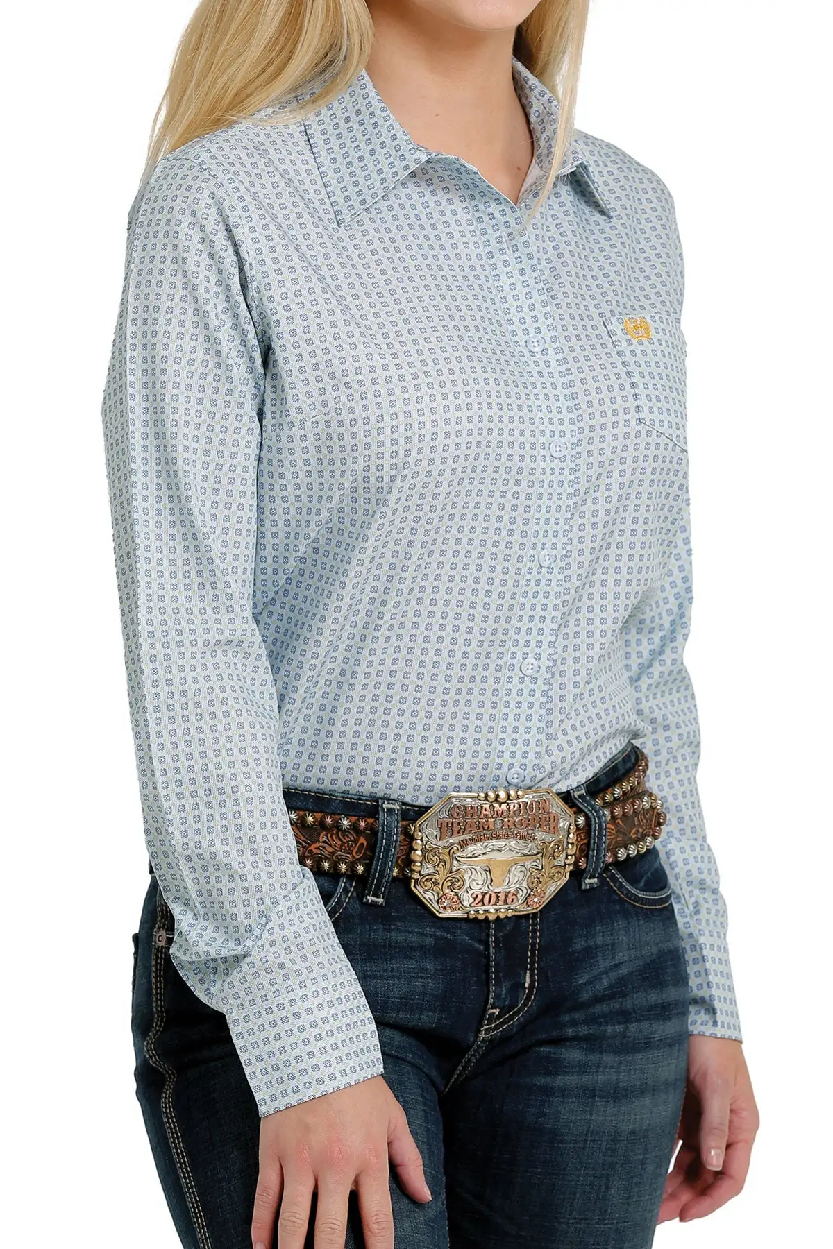 Cinch | Ladies Lt Blue Print Arenaflex LS Shirt 3 Cinch | Ladies Lt Blue Print Arenaflex LS Shirt