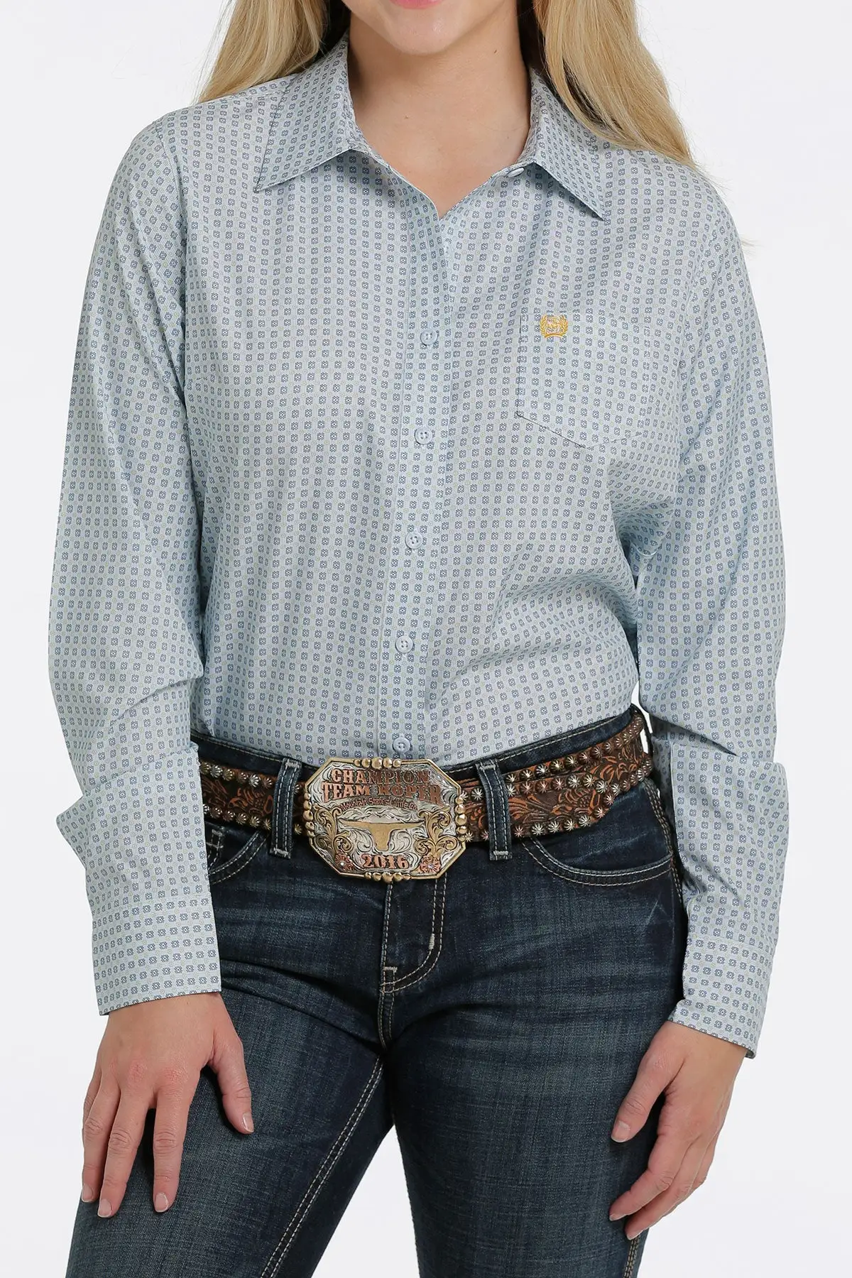 Cinch | Ladies Lt Blue Print Arenaflex LS Shirt 4 Cinch | Ladies Lt Blue Print Arenaflex LS Shirt - Image 2