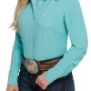 Cinch | Ladies Solid Turquoise Arenaflex Shirt -Boy Straw Hat Sales Shop MSW9163007 1