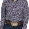 Cinch | Ladies Navy Paisley Arenaflex Shirt -Boy Straw Hat Sales Shop MSW9163009 1