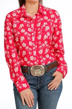 Cinch | Ladies Fuchsia Print LS Arenaflex Shirt