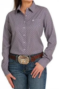 Cinch | Ladies Lilac Print LS Arenaflex Shirt