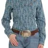 Cinch | Ladies Blue Print LS Shirt -Boy Straw Hat Sales Shop MSW9164197