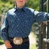Cinch | Boys Western Navy Print LS Shirt -Boy Straw Hat Sales Shop MTW7020092 1