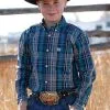 Cinch | Boy's Teal Plaid LS Shirt -Boy Straw Hat Sales Shop MTW7060269