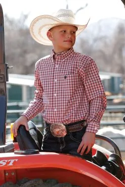 Cinch | Boys Pink Plaid LS Shirt