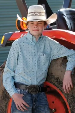 Cinch | Boys Lt Blue Arenaflex Print LS Shirt
