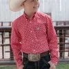 Cinch | Boy's Red Print LS Shirt -Boy Straw Hat Sales Shop MTW7060313