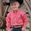Cinch | Toddler Boy Red Print LS Shirt -Boy Straw Hat Sales Shop MTW7061313