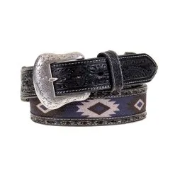 Nocona Belt Co. Nocona | Black Leather With Fabric Inlay Belt