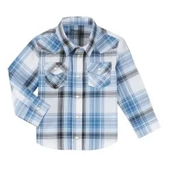 Wrangler | Boys Infant & Toddler White Plaid Snap LS Shirt