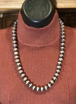 Rustic Rose Jewelry | 24" 12mm Sterling Silver Navajo Pearl Necklace