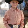 Cinch | Boy's Brown Print LS Snap Shirt -Boy Straw Hat Sales Shop d