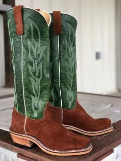 Olathe Boot Co. | Brown Mule Roughout/Jade Navajo Boot